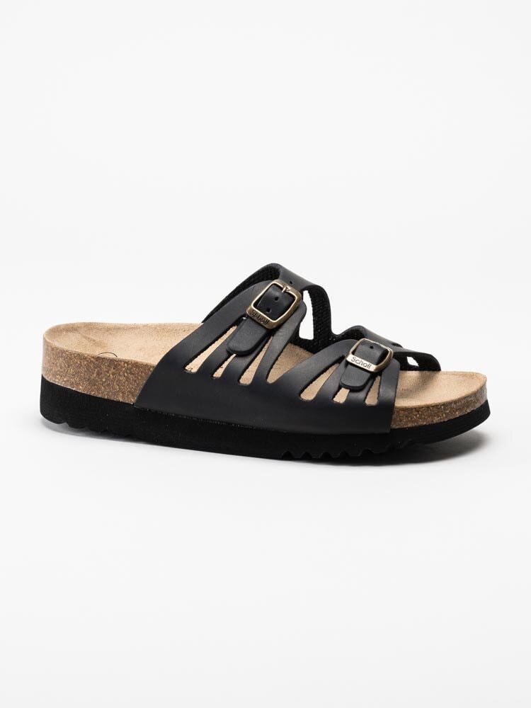 Scholl - Ystad - Svarta slip in sandaler i nubuck