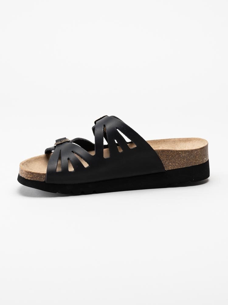 Scholl - Ystad - Svarta slip in sandaler i nubuck