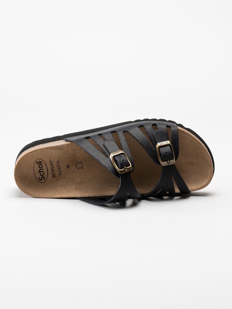 Scholl - Ystad - Svarta slip in sandaler i nubuck