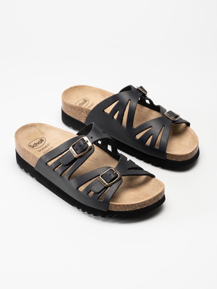 Scholl - Ystad - Svarta slip in sandaler i nubuck