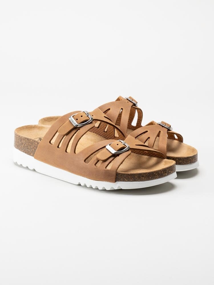 Scholl - Ystad - Ljusbruna slip in sandaler i nubuck