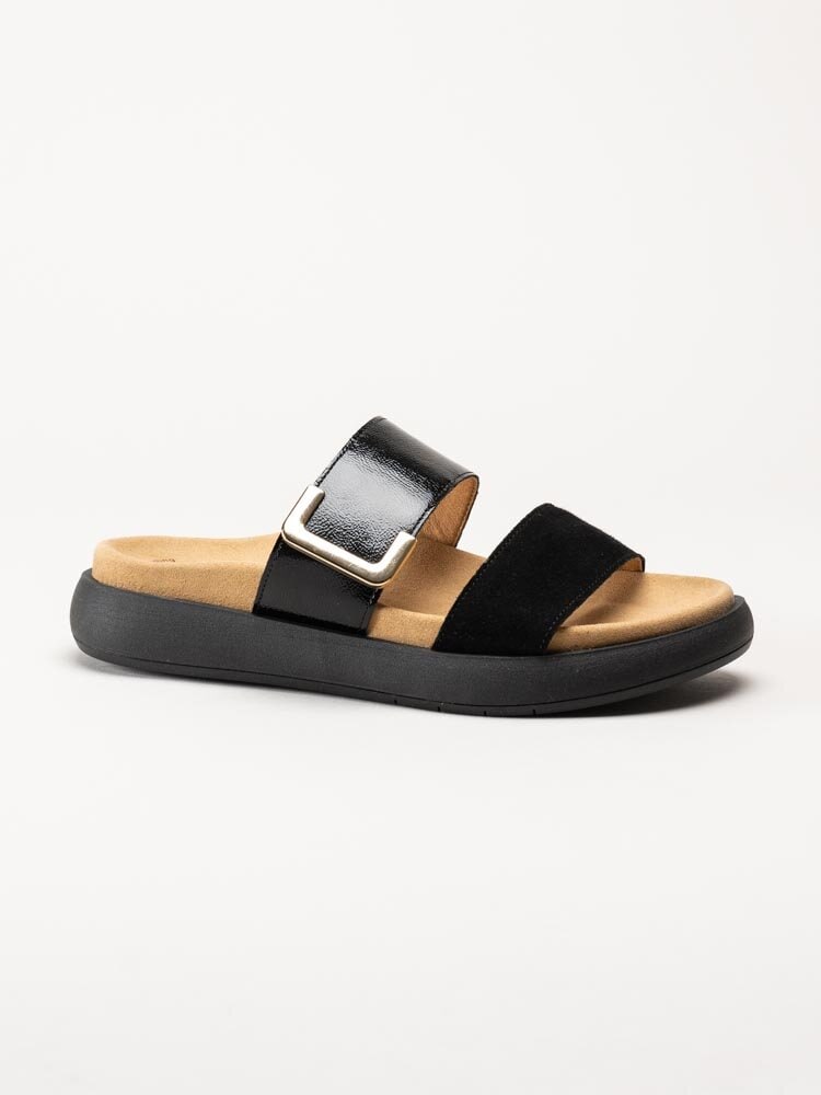 Gabor - Svarta slip in sandaler i mocka och lack