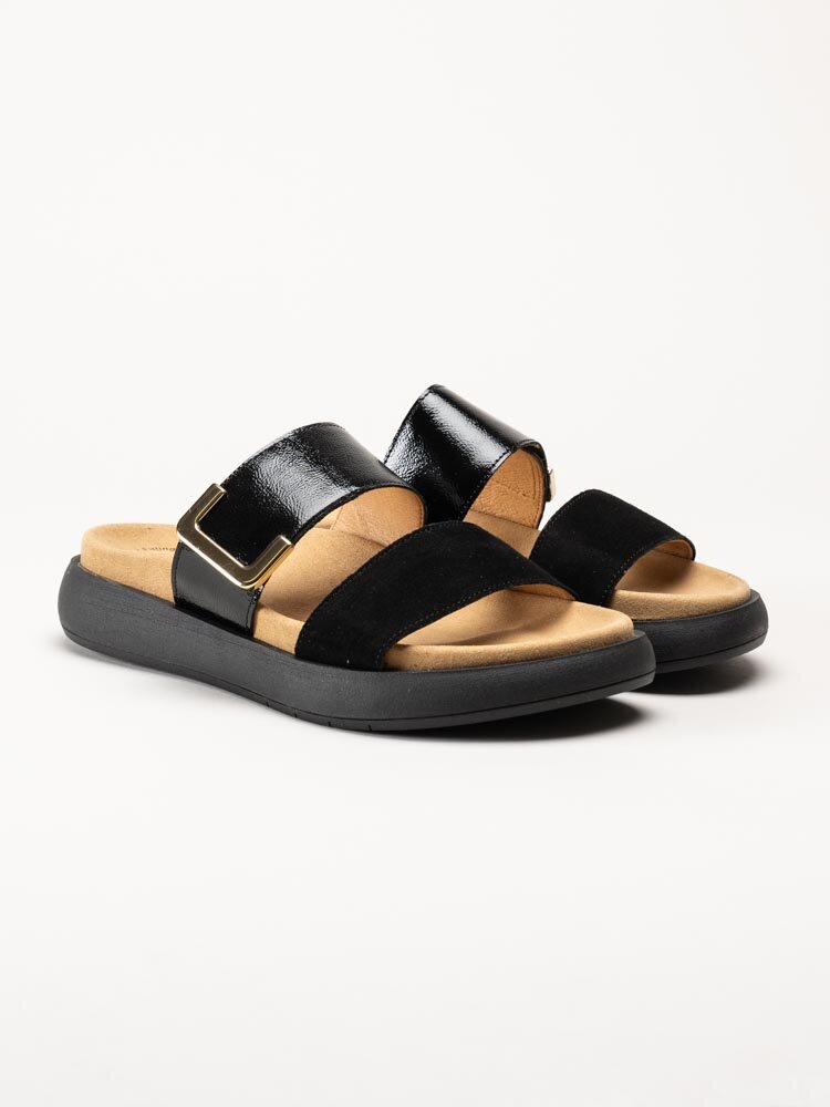 Gabor - Svarta slip in sandaler i mocka och lack