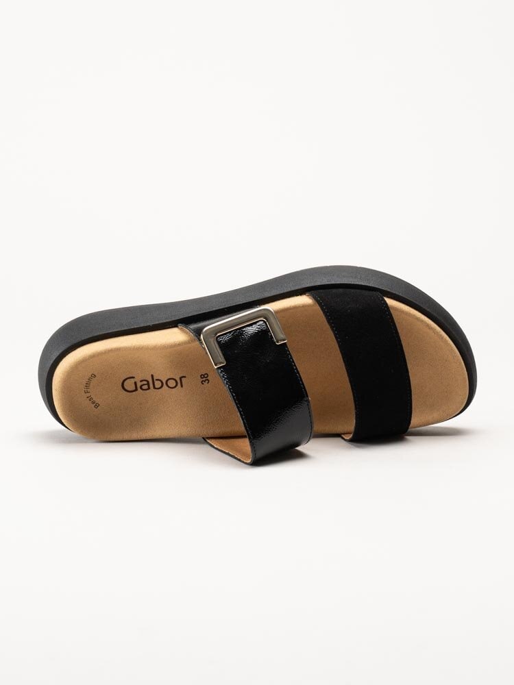 Gabor - Svarta slip in sandaler i mocka och lack