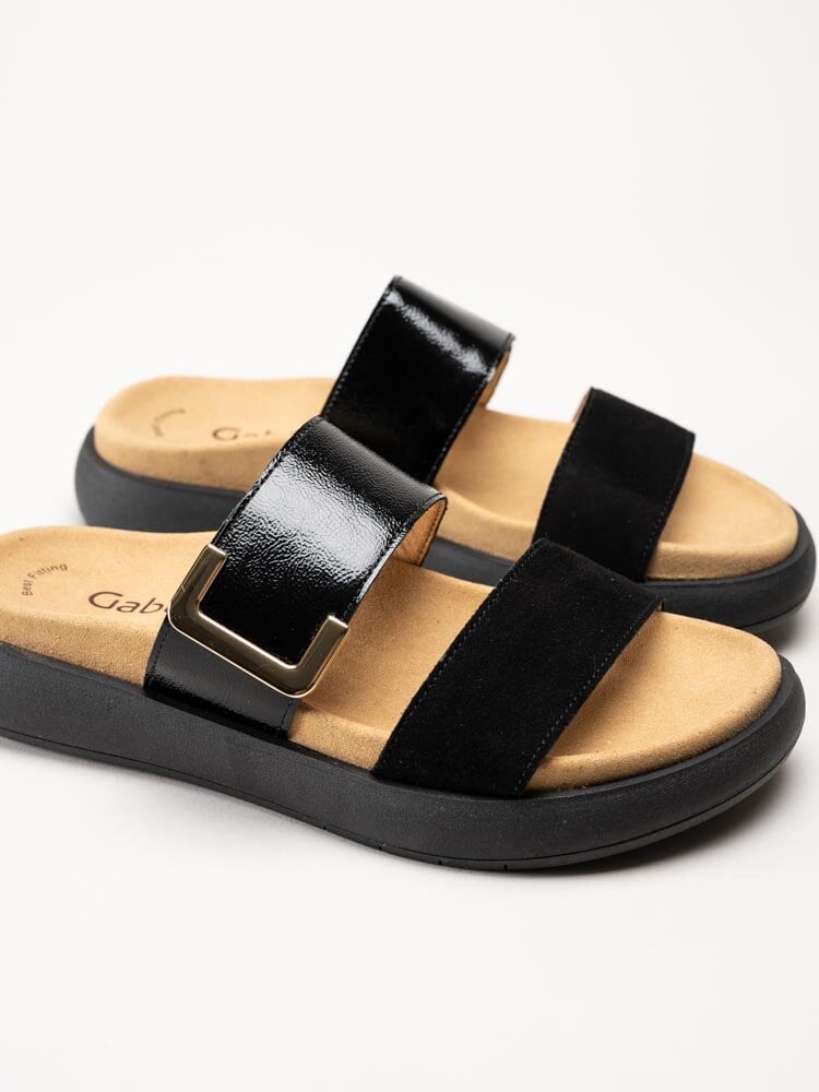 Gabor - Svarta slip in sandaler i mocka och lack