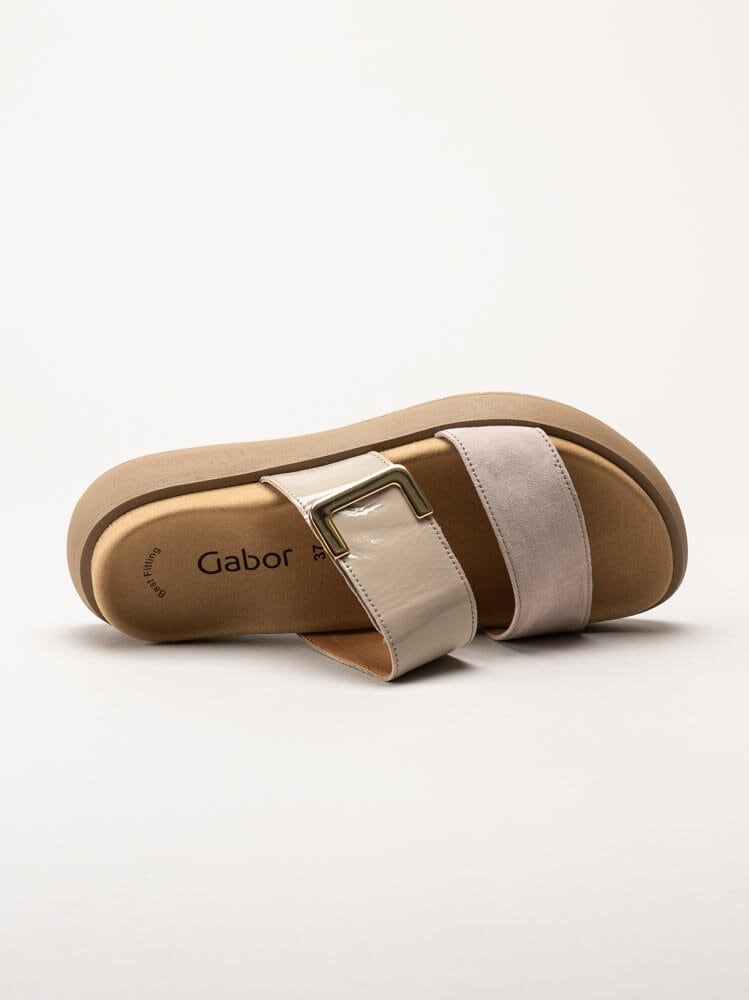 Gabor - Beige slip in sandaler i mocka och lack