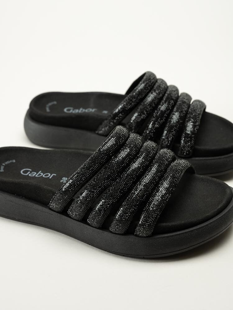 Gabor - Svarta glittriga slip in sandaler