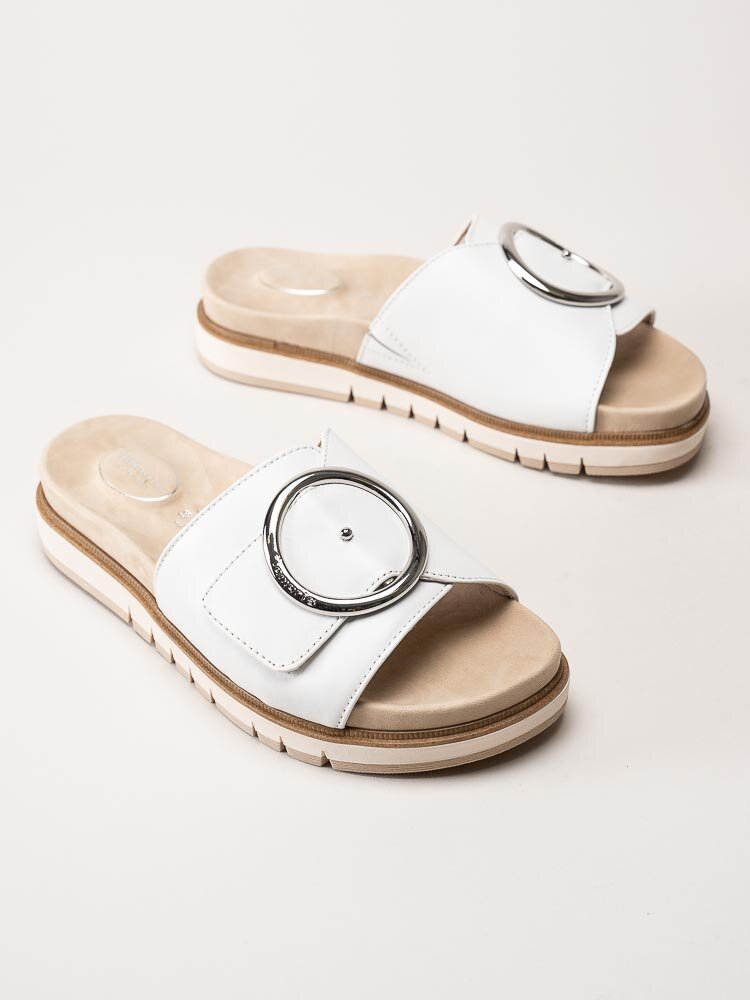 Tamaris Comfort - Vita slip in sandaler i skinn