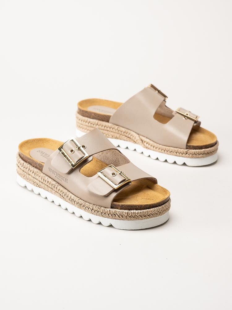 Sweeks - Sonja - Beige slip in sandaler i skinn