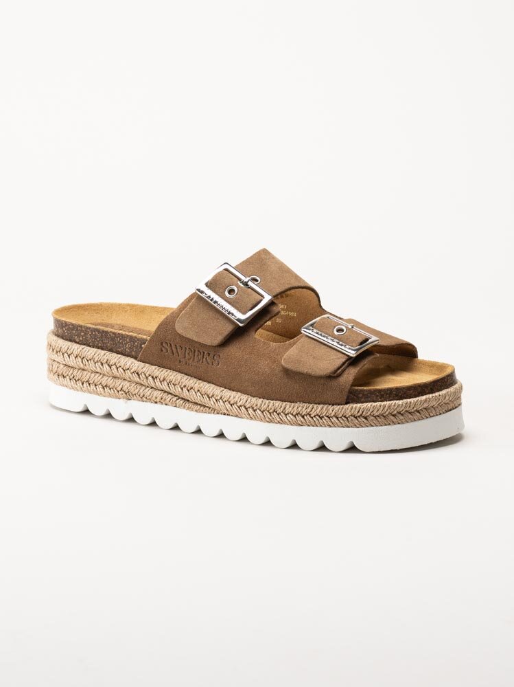 Sweeks - Sonja - Bruna slip in sandaler i mocka