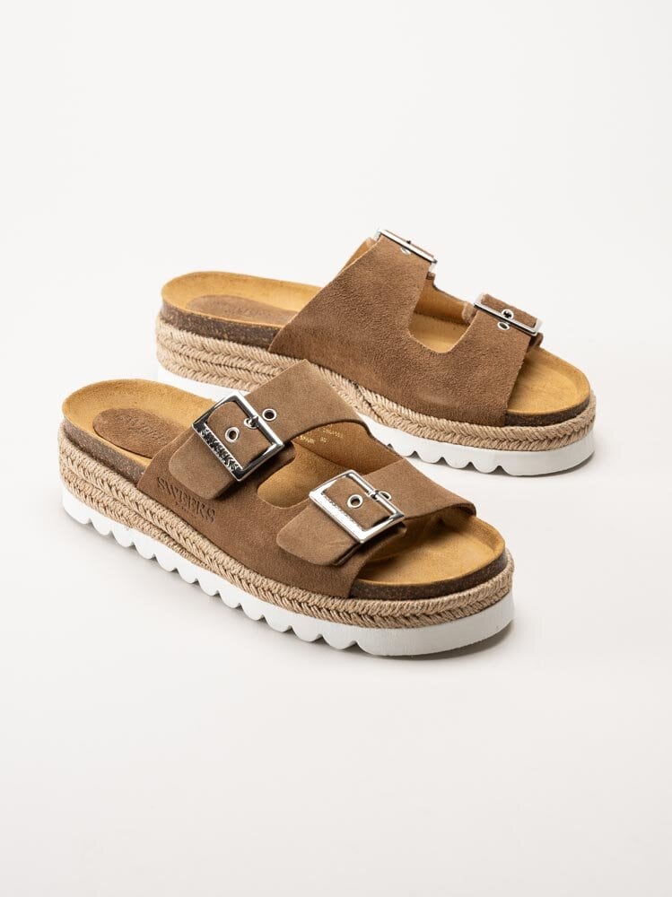 Sweeks - Sonja - Bruna slip in sandaler i mocka