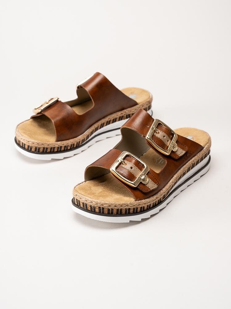 Rieker - Bruna slip in sandaler i skinn