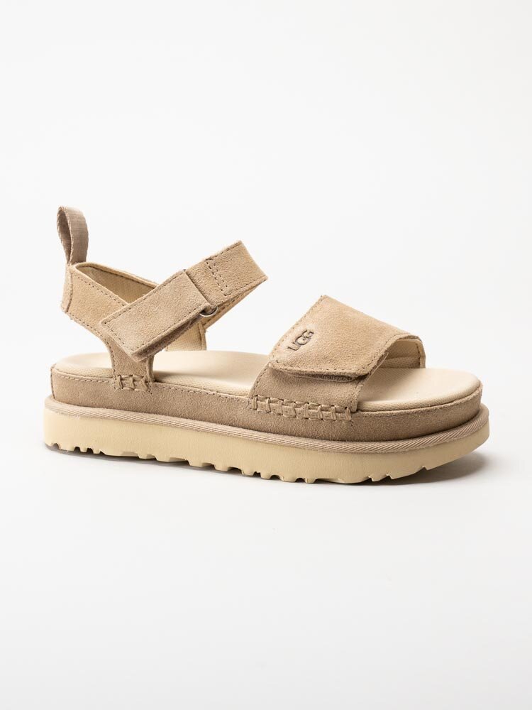 UGG - W Goldenstar - Beige platåsandaler i mocka