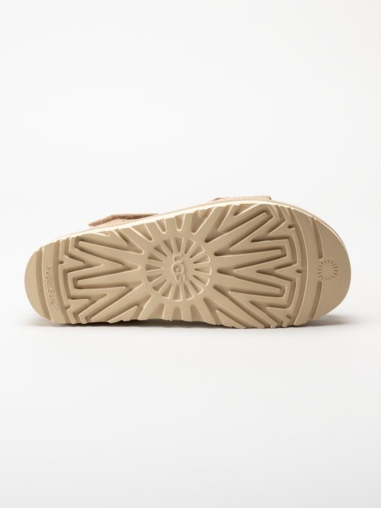 UGG - W Goldenstar - Beige platåsandaler i mocka