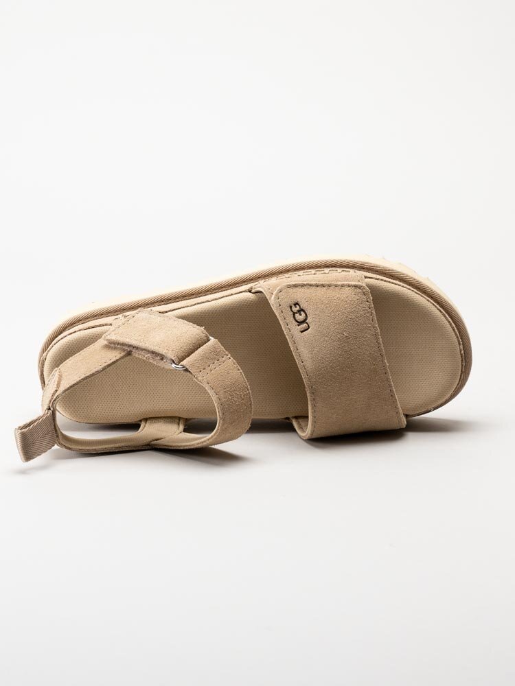UGG - W Goldenstar - Beige platåsandaler i mocka