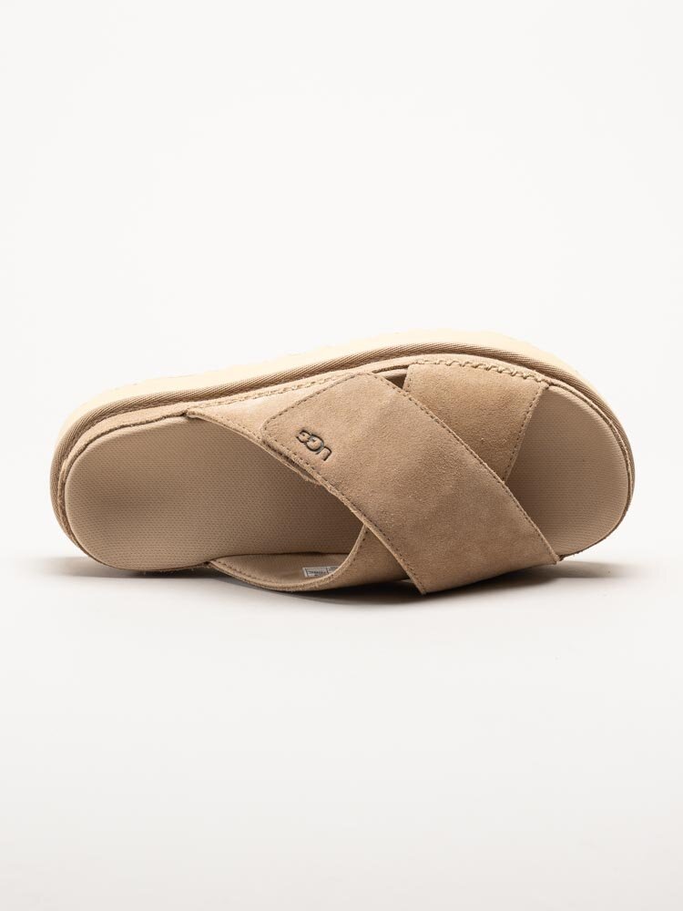 UGG - W Goldenstar Cross Slide - Beige slip in sandaler i mocka