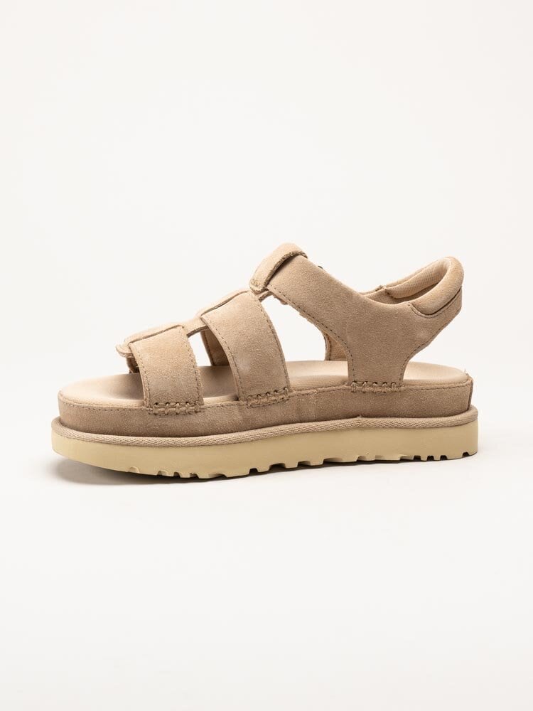 UGG - W Goldenstar Strap - Beige platåsandaler i mocka