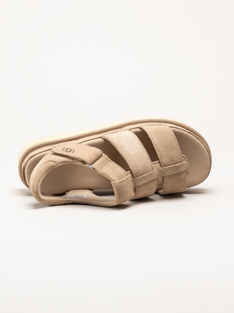 UGG - W Goldenstar Strap - Beige platåsandaler i mocka