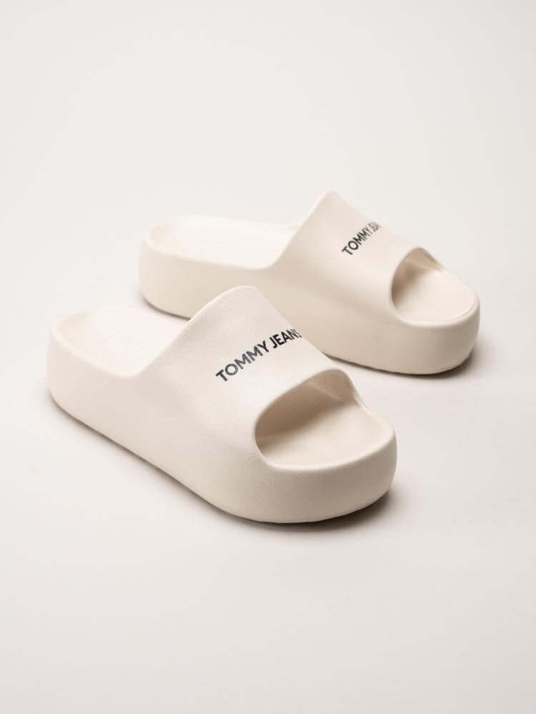 Tommy Hilfiger - TJW Flatform Slide - Beige slip in sandaler med platå