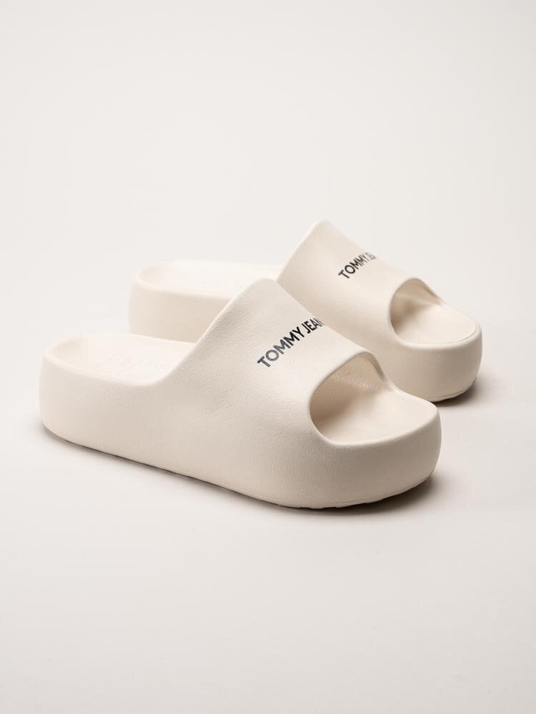 Tommy Hilfiger - TJW Flatform Slide - Beige slip in sandaler med platå