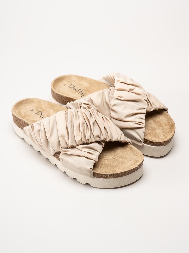 Duffy - Beige slip in sandaler i textil