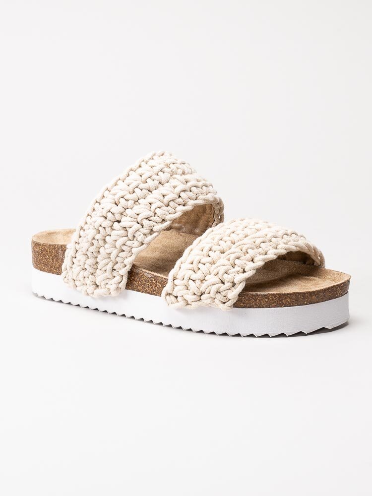 Duffy - Beige slip in sandaler grovt virkade