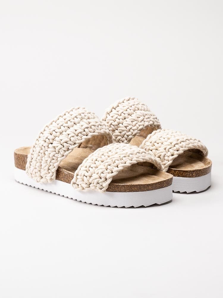 Duffy - Beige slip in sandaler grovt virkade