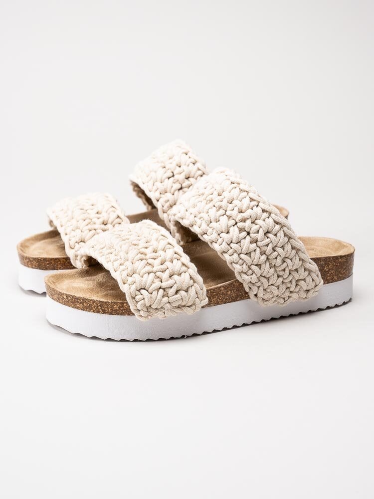 Duffy - Beige slip in sandaler grovt virkade