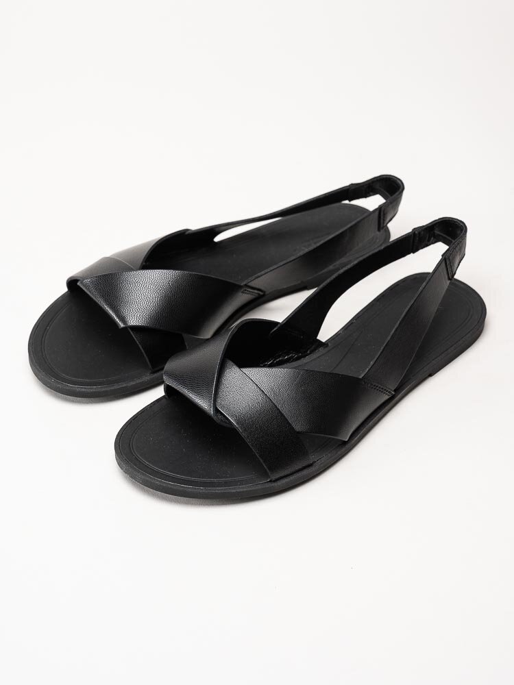 Vagabond - Tia 2.0 - Svarta platta sandaler i skinn