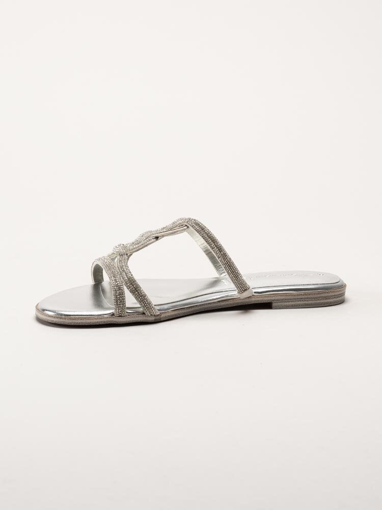 Tamaris - Silverfärgade sandaler med glitterremmar