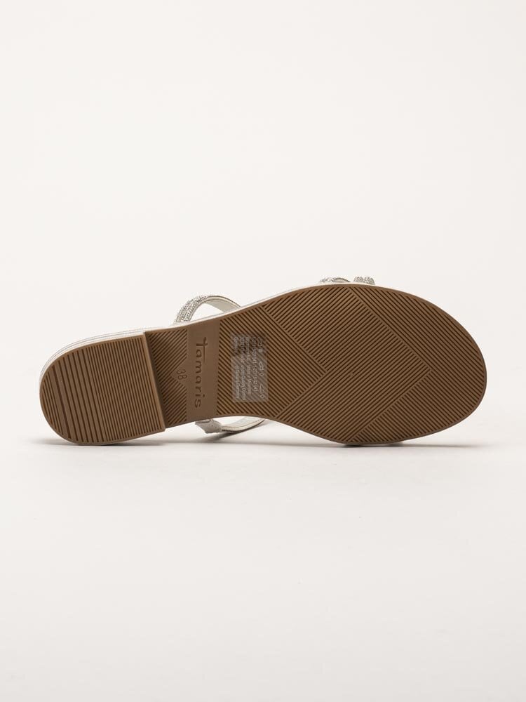 Tamaris - Silverfärgade sandaler med glitterremmar