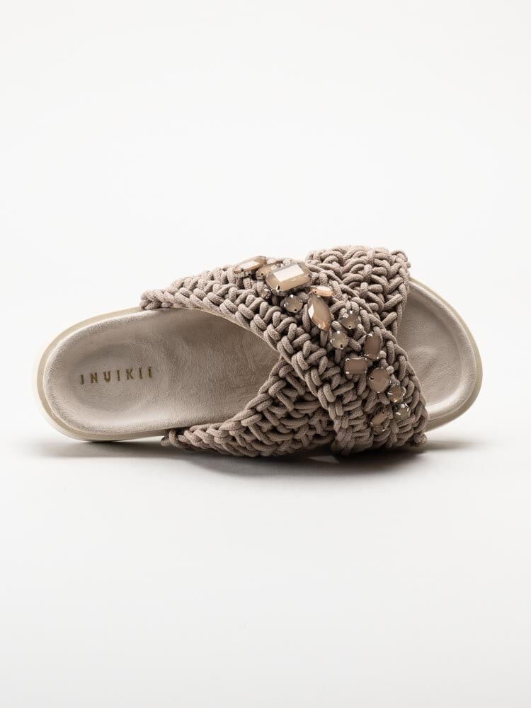 Inuikii - Woven Stones - Beige slip in sandaler i grovt virkad textil