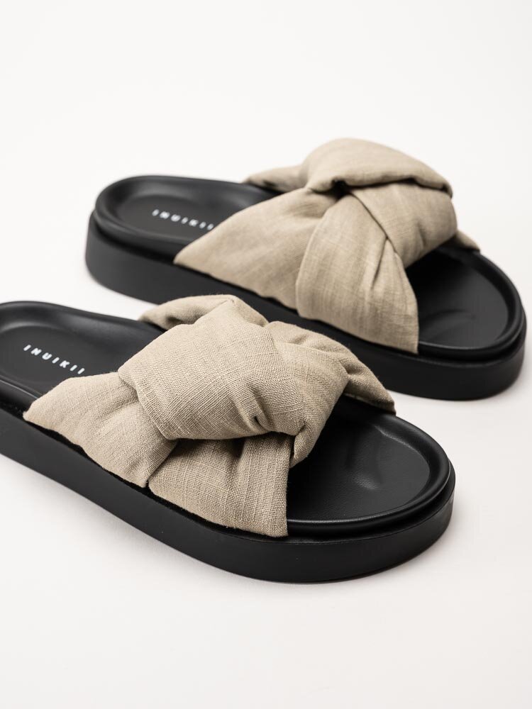 Inuikii - Oversized Linen Knot - Beige slip in sandaler