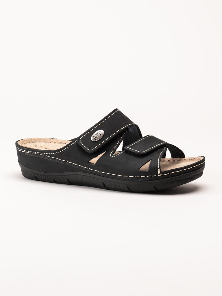 Marco Tozzi - Svarta slip in tofflor i nubuck