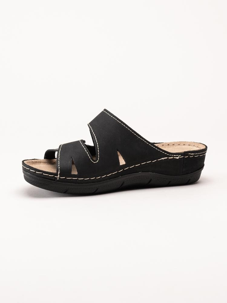 Marco Tozzi - Svarta slip in tofflor i nubuck