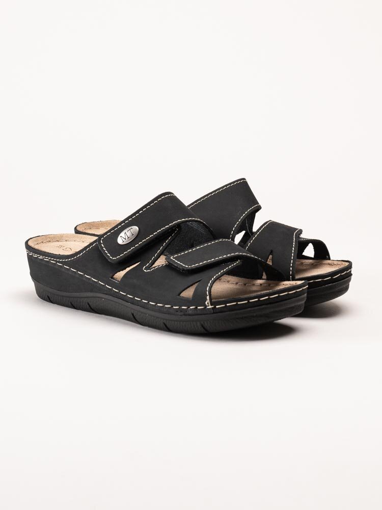 Marco Tozzi - Svarta slip in tofflor i nubuck