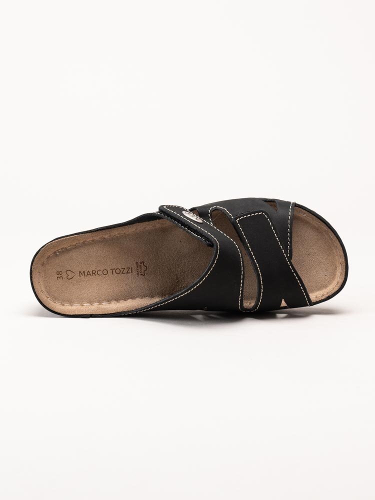 Marco Tozzi - Svarta slip in tofflor i nubuck