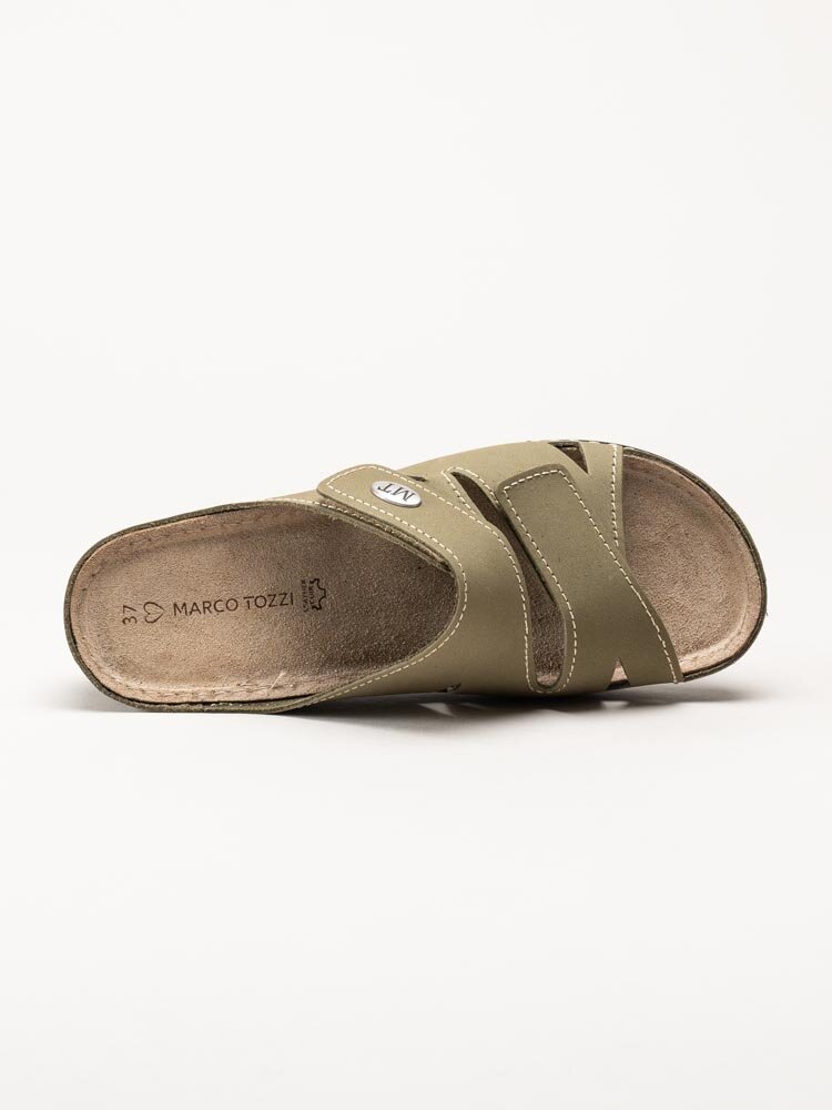 Marco Tozzi - Olivgröna slip in tofflor i nubuck