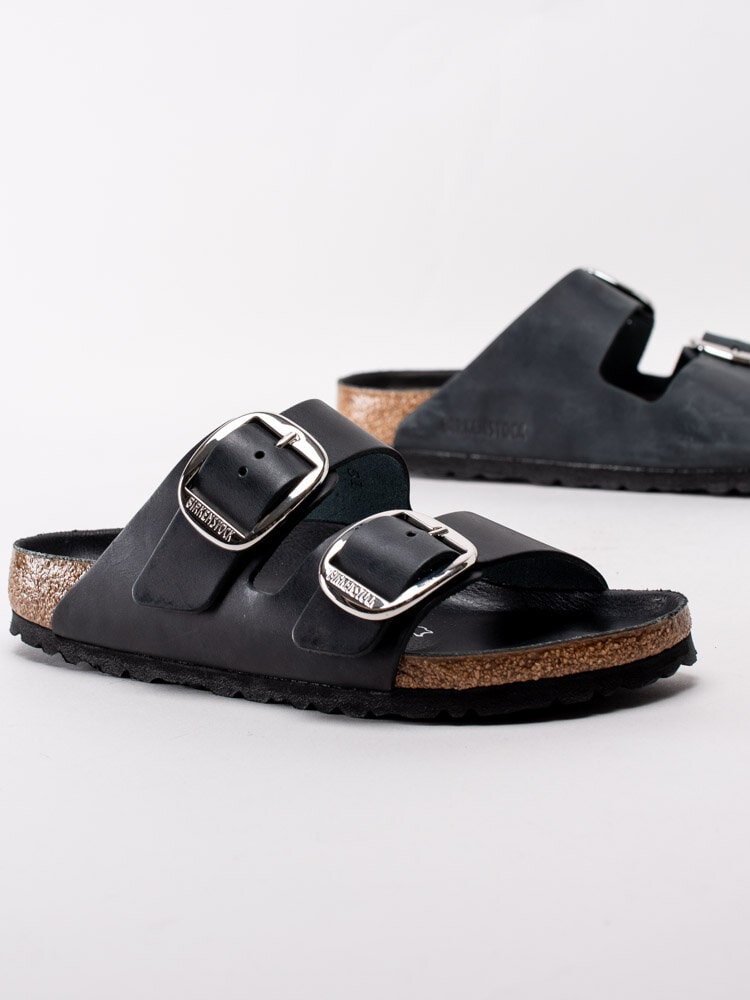 Birkenstock - Arizona Big Buckle Narrow - Svarta slip in sandaler med stora spännen