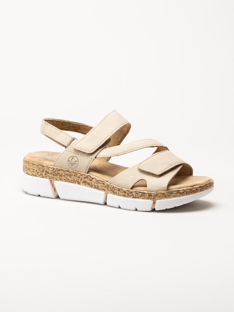 Rieker - Beige sandaler i mockaimitation