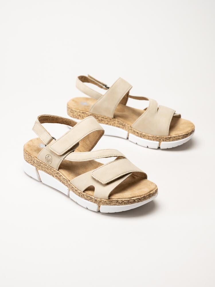 Rieker - Beige sandaler i mockaimitation