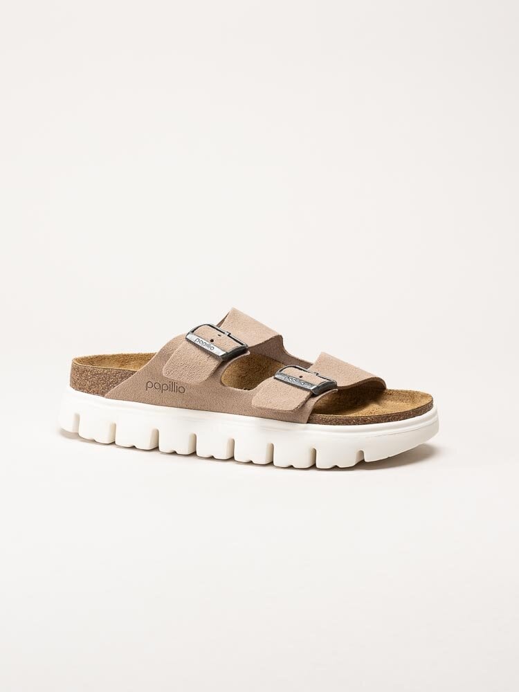 Papillio by Birkenstock - Arizona Platform Suede - Beige slip in platåsdandaler