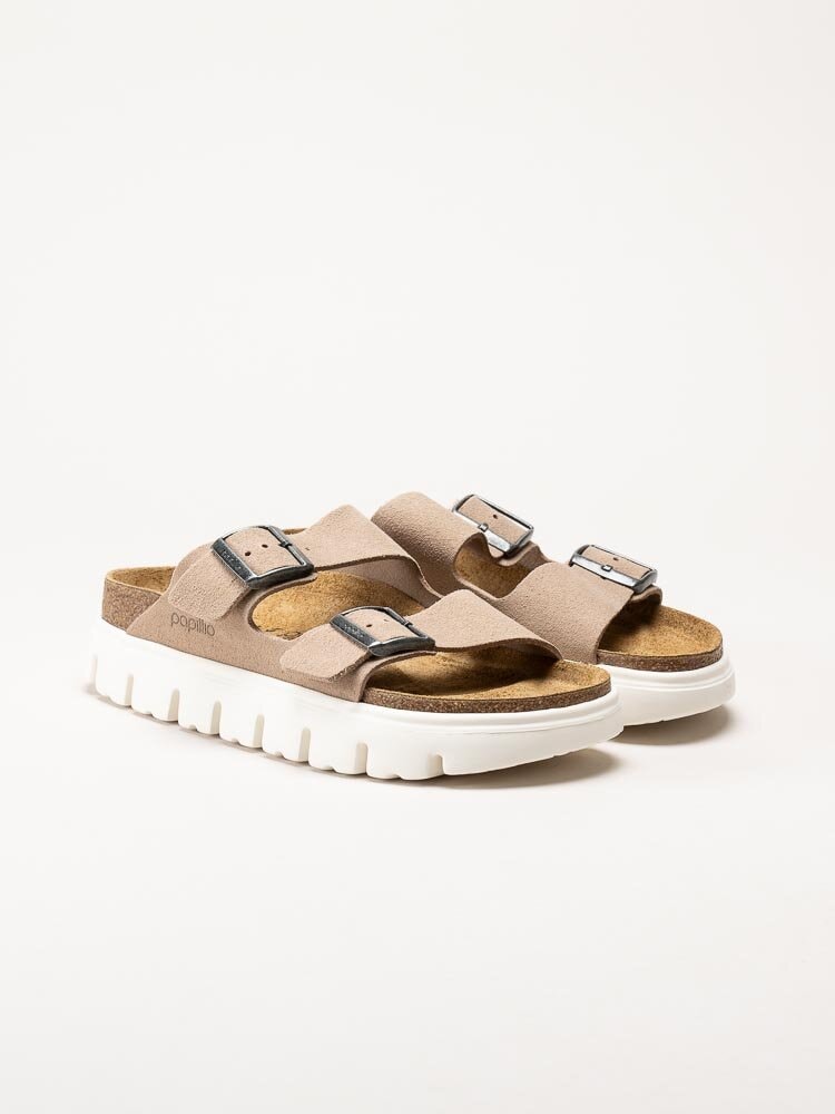 Papillio by Birkenstock - Arizona Platform Suede - Beige slip in platåsdandaler
