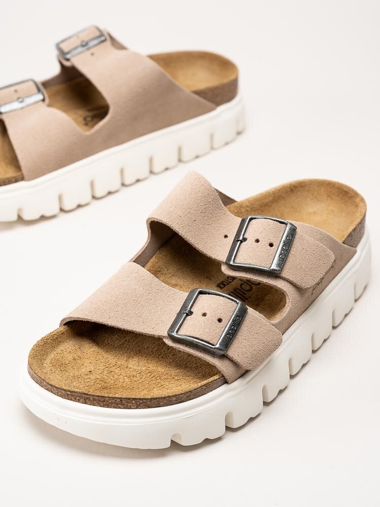 Papillio by Birkenstock - Arizona Platform Suede - Beige slip in platåsdandaler