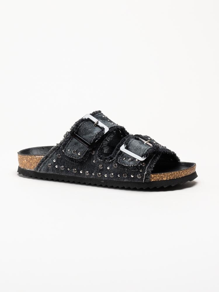 Colors of California - Svarta Bio-sandaler i textil med strass