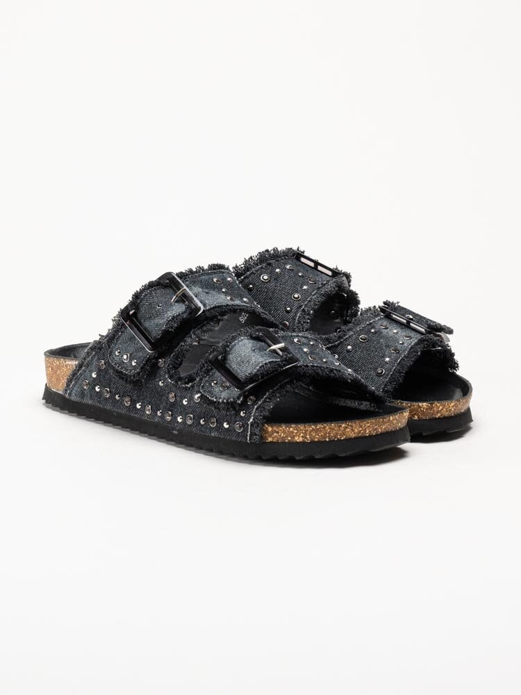 Colors of California - Svarta Bio-sandaler i textil med strass