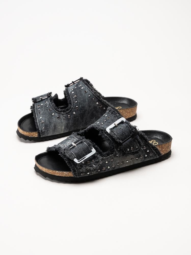 Colors of California - Svarta Bio-sandaler i textil med strass