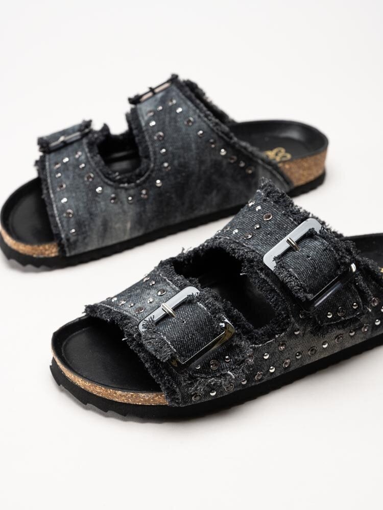 Colors of California - Svarta Bio-sandaler i textil med strass