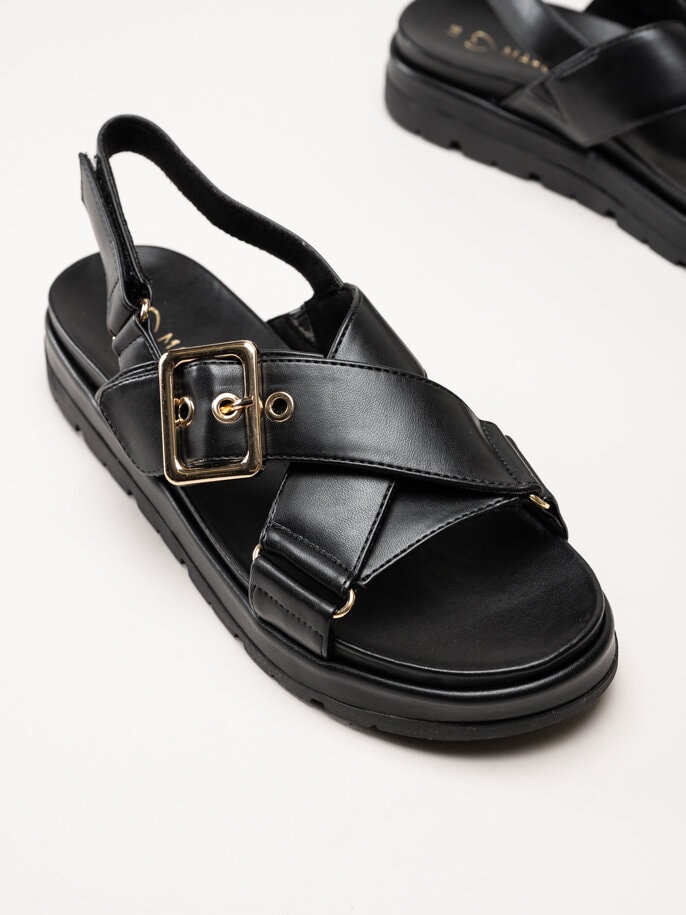 Marco Tozzi - Svarta sandaler med korslagda remmar