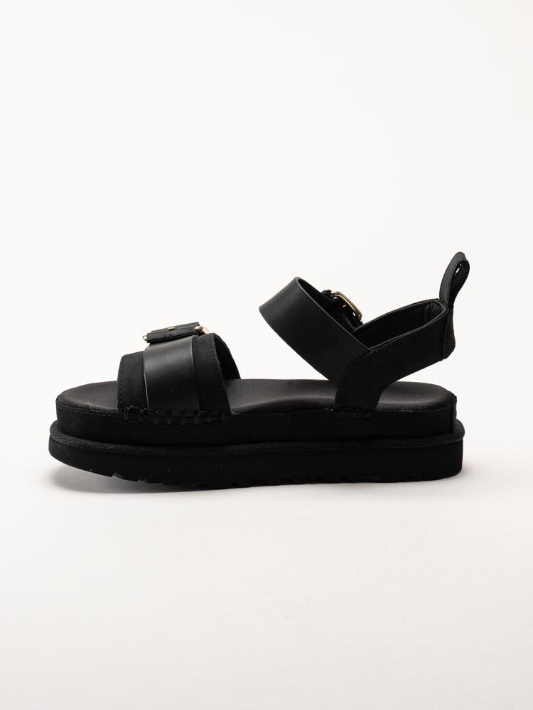 UGG - W Goldenstar Villa - Svarta platåsandaler i nubuck och skinn